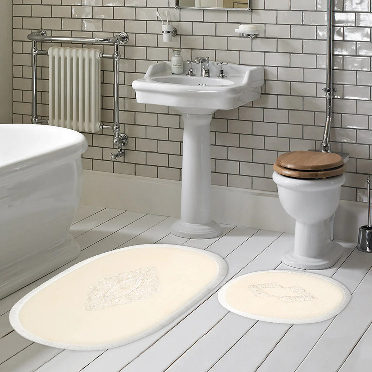 Set covorase de baie, L'essentiel Maison, Melek, Crem Set covorase de baie, L'essentiel Maison, Melek, Crem