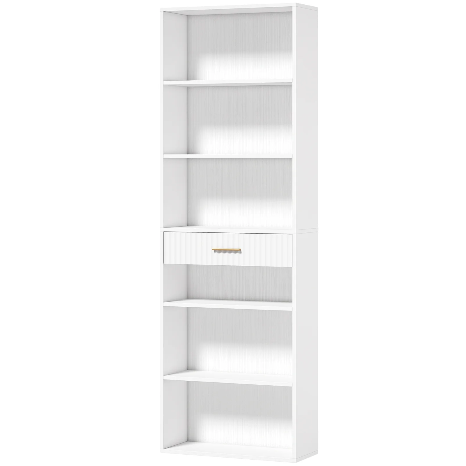 HOMCOM Bibliotecă Înaltă cu Cuburi, 7 Niveluri cu Sertar, MDF, 60x24x182 cm, Alb | Aosom Romania HOMCOM Bibliotecă Înaltă cu Cuburi, 7 Niveluri cu Sertar, MDF, 60x24x182 cm, Alb | Aosom Romania