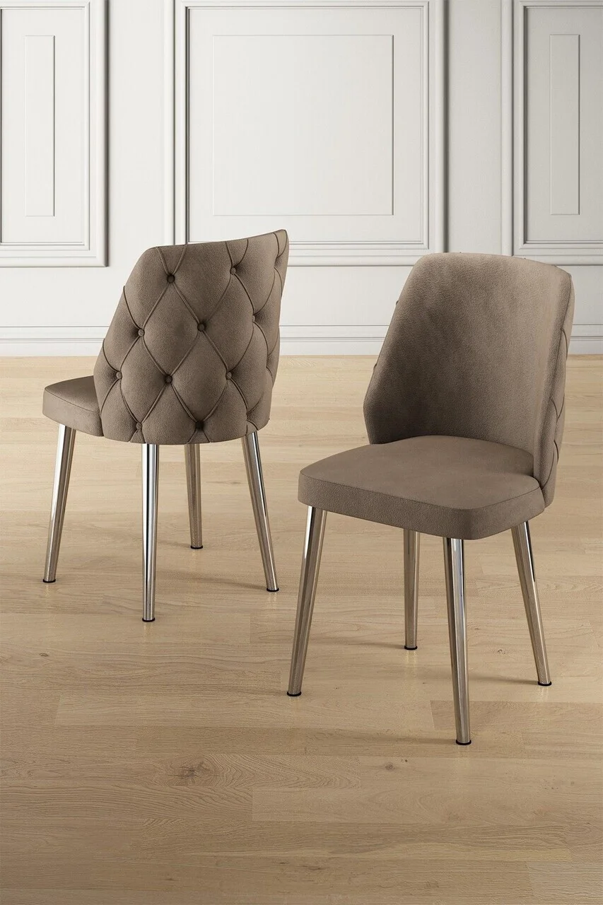 Set scaune 2 piese, Hanah Home, Leja, Cappuccino / Chrome Set scaune 2 piese, Hanah Home, Leja, Cappuccino / Chrome