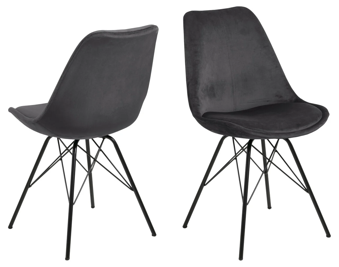 Scaun Eris, Actona, 48.5x54x85.5 cm, catifea/otel, gri inchis Scaun Eris, Actona, 48.5x54x85.5 cm, catifea/otel, gri inchis