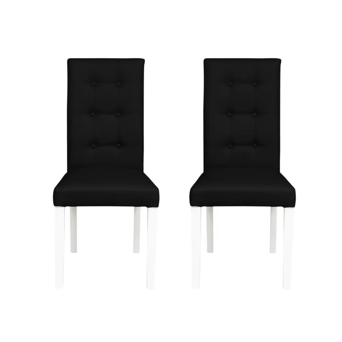 Set 2 scaune living TEO LUX, picioare lemn alb, piele ecologica negru, 46x60x98 cm Set 2 scaune living TEO LUX, picioare lemn alb, piele ecologica negru, 46x60x98 cm