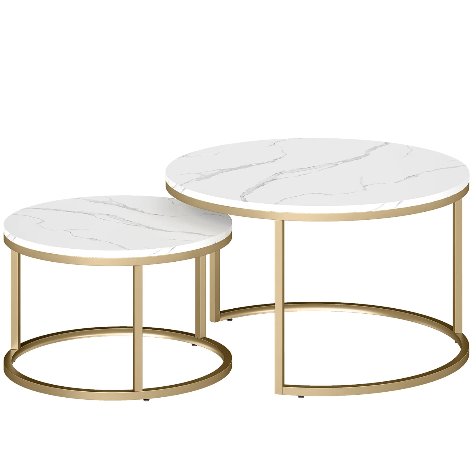 HOMCOM Set de 2 mese de cafea gigogne stivuabile design industrial blat cu aspect ciment picioare din metal alb | Aosom Romania HOMCOM Set de 2 mese de cafea gigogne stivuabile design industrial blat cu aspect ciment picioare din metal alb | Aosom Romania