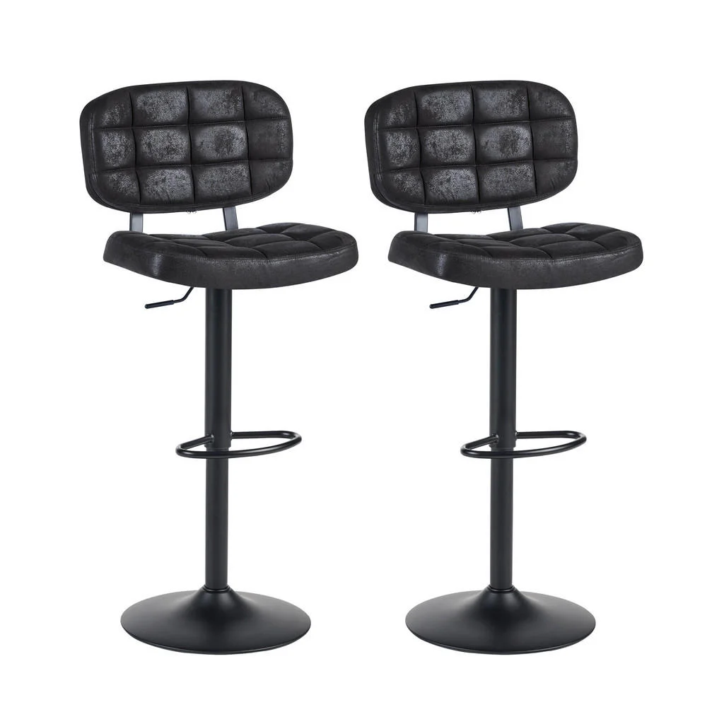 SCAUN DE BAR set de 2 piele întoarsă sintetică rotativ negru Tilton SCAUN DE BAR set de 2 piele întoarsă sintetică rotativ negru Tilton