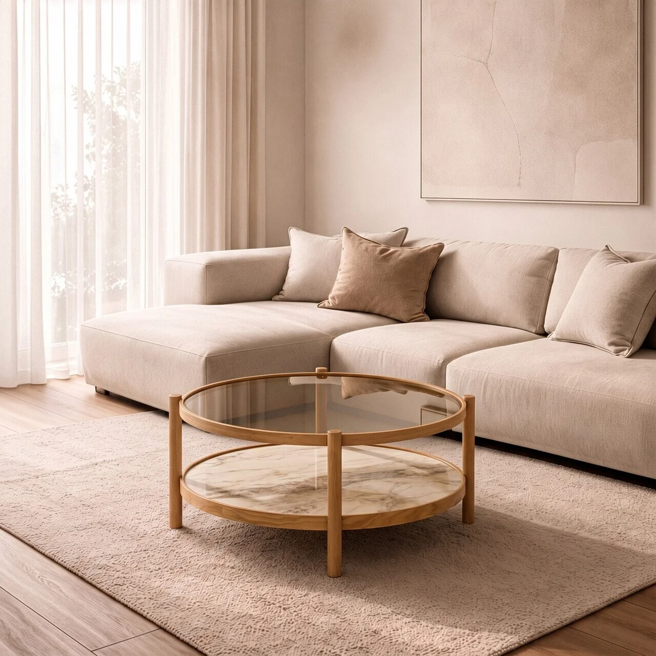 Masuta de cafea, Hanah Home, Golf 100, 100x48x100 cm, LEMN MASIV DE STEJAR, Stejar / Marmură albă Masuta de cafea, Hanah Home, Golf 100, 100x48x100 cm, LEMN MASIV DE STEJAR, Stejar / Marmură albă