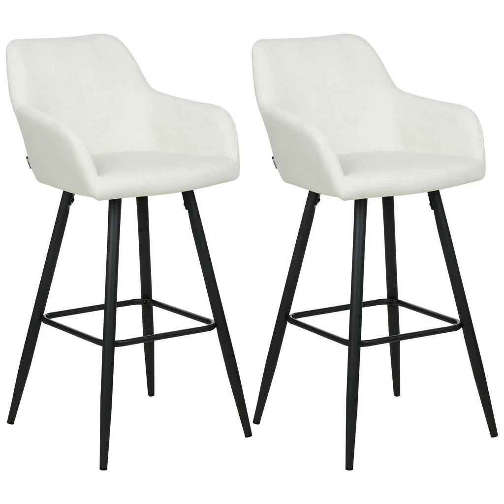 SCAUN DE BAR set de 2 catifea alb crem Casmalia SCAUN DE BAR set de 2 catifea alb crem Casmalia