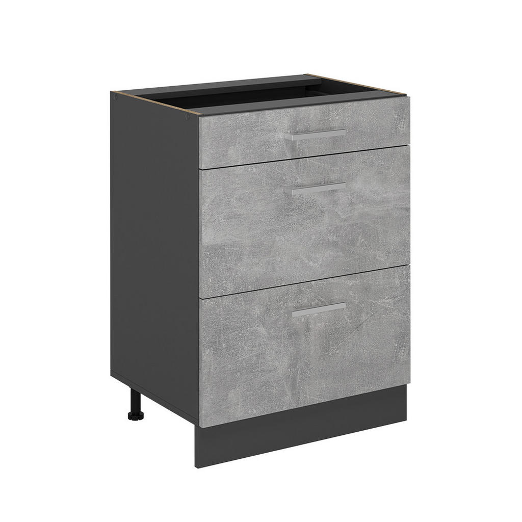 DULAP DE BAZĂ DE BUCĂTĂRIE R-Line beton 60 cm cu sertare, fara blat DULAP DE BAZĂ DE BUCĂTĂRIE R-Line beton 60 cm cu sertare, fara blat