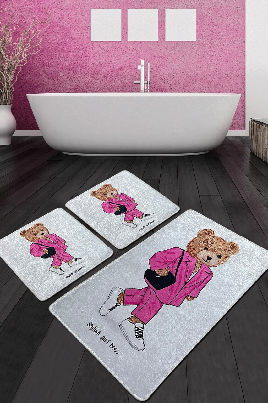 Set covorase de baie, L'essentiel Maison, Boss Girl Djt, Poliester, Multicolor