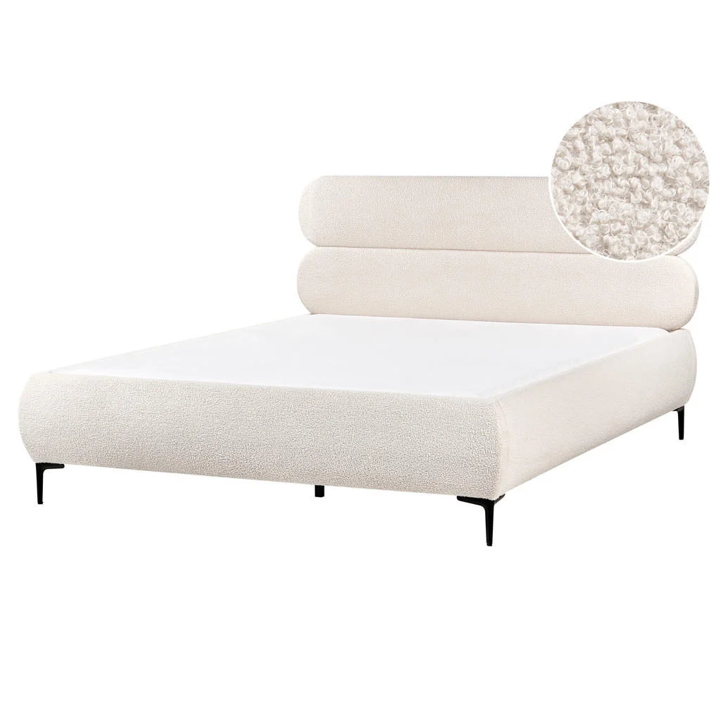 PAT cu somieră 160/200 cm bouclé alb crem Lessay PAT cu somieră 160/200 cm bouclé alb crem Lessay