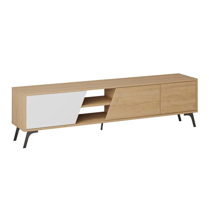Comoda TV FIONA, stejar + alb, 180x35,6x48 cm Comoda TV FIONA, stejar + alb, 180x35,6x48 cm