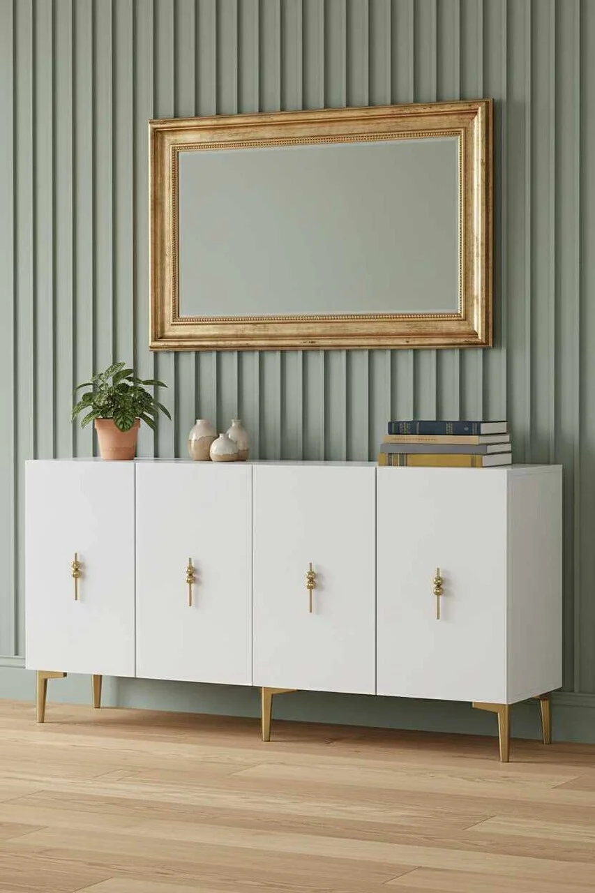 Consola, Hanah Home, Ayshe 150, 150x75x32 cm, Alb/Auriu Consola, Hanah Home, Ayshe 150, 150x75x32 cm, Alb/Auriu