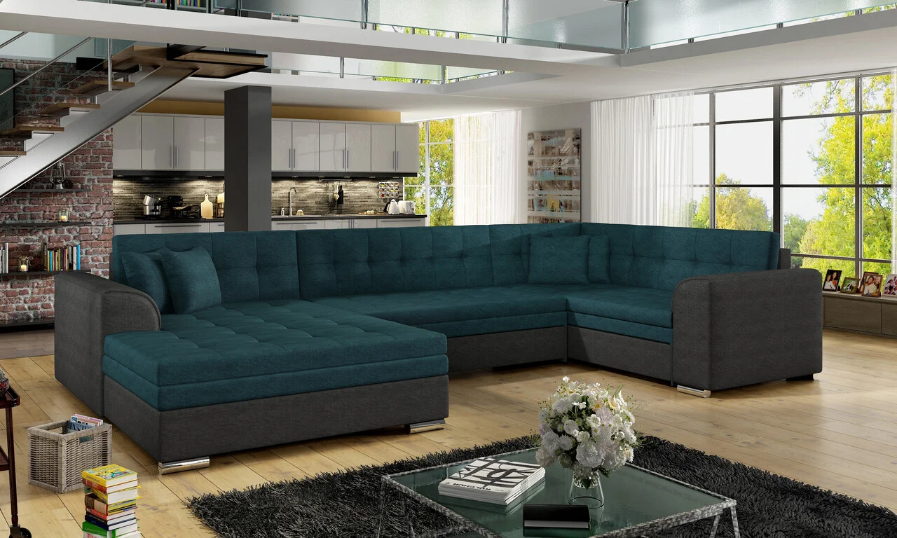 Coltar extensibil stanga 5 locuri ELTAP, Damario, 338x189x78 cm, lemn/poliester, verde inchis/gri inchis Coltar extensibil stanga 5 locuri ELTAP, Damario, 338x189x78 cm, lemn/poliester, verde inchis/gri inchis