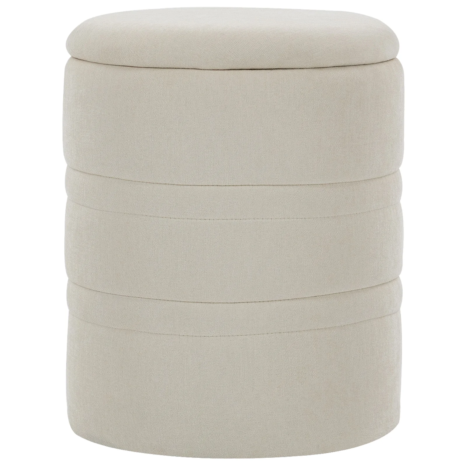 HOMCOM Pouf de depozitare din chenille cu capac, taburet rotund pentru living și dormitor, bej | Aosom Romania HOMCOM Pouf de depozitare din chenille cu capac, taburet rotund pentru living și dormitor, bej | Aosom Romania