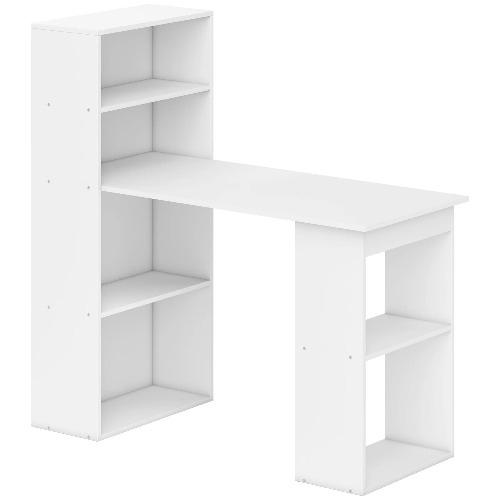 Birou alb modern cu biblioteca cu 6 rafturi din PAL,120x55x120cm HOMCOM | Aosom Romania Birou alb modern cu biblioteca cu 6 rafturi din PAL,120x55x120cm HOMCOM | Aosom Romania