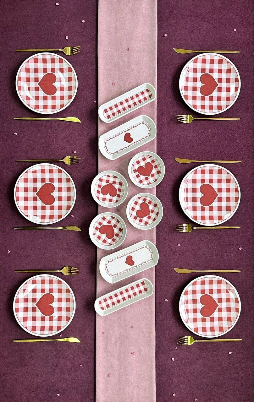 Set de mic dejun, Hermia, 759NRE1140, Ceramica, Platou: 20 x 9 x 3 cm (2 bucăți), Roz/Alb Set de mic dejun, Hermia, 759NRE1140, Ceramica, Platou: 20 x 9 x 3 cm (2 bucăți), Roz/Alb