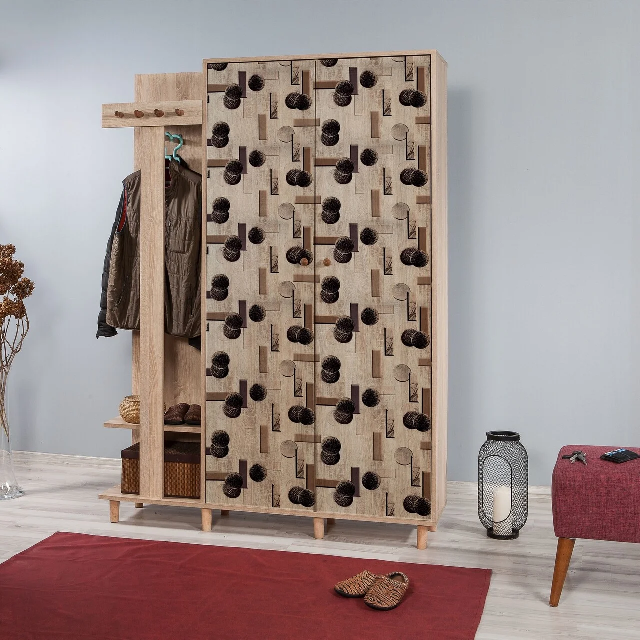 Dulap cu pantofar si cuier Garmanto 135-522, Vella, 135x36x194 cm, multicolor Dulap cu pantofar si cuier Garmanto 135-522, Vella, 135x36x194 cm, multicolor