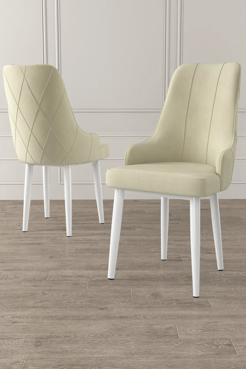 Set scaune 2 piese, Hanah Home, Trex, Crem/Alb Set scaune 2 piese, Hanah Home, Trex, Crem/Alb