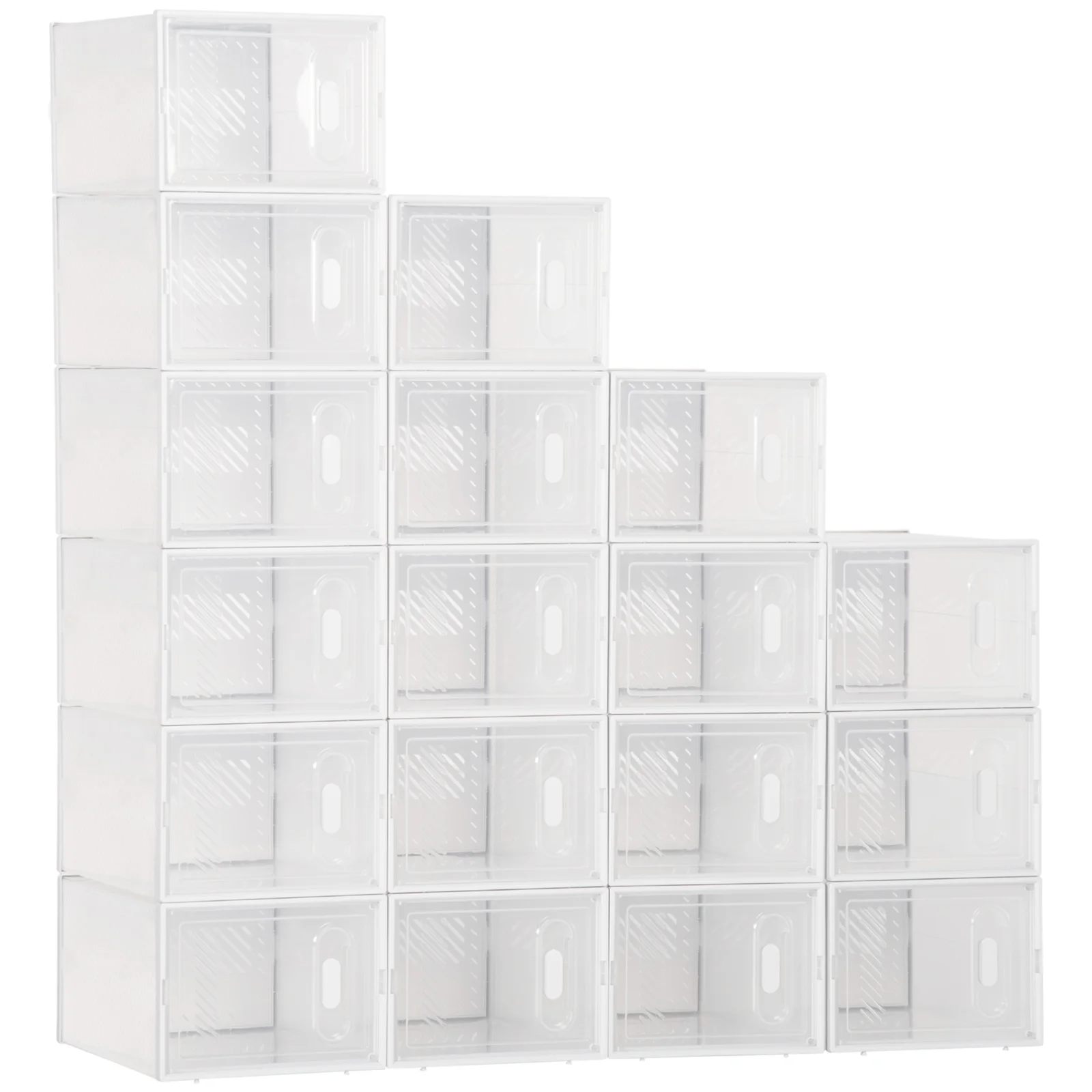 HOMCOM Dulap Dreptunghiular pentru Încălțăminte, Economisire Spațiu, 18 Cutii Transparente din Plastic PP, 25x35x19 cm | Aosom Romania HOMCOM Dulap Dreptunghiular pentru Încălțăminte, Economisire Spațiu, 18 Cutii Transparente din Plastic PP, 25x35x19 cm | Aosom Romania