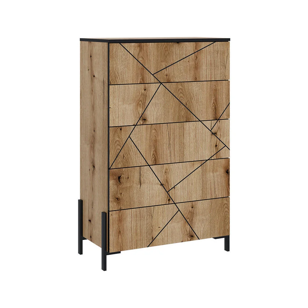 COMODA Hatto stejar 78x120 cm cu 5 sertare COMODA Hatto stejar 78x120 cm cu 5 sertare