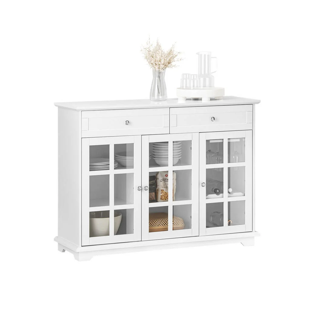 SIDEBOARD alb cu 2 sertare și 3 uși cu geam SIDEBOARD alb cu 2 sertare și 3 uși cu geam