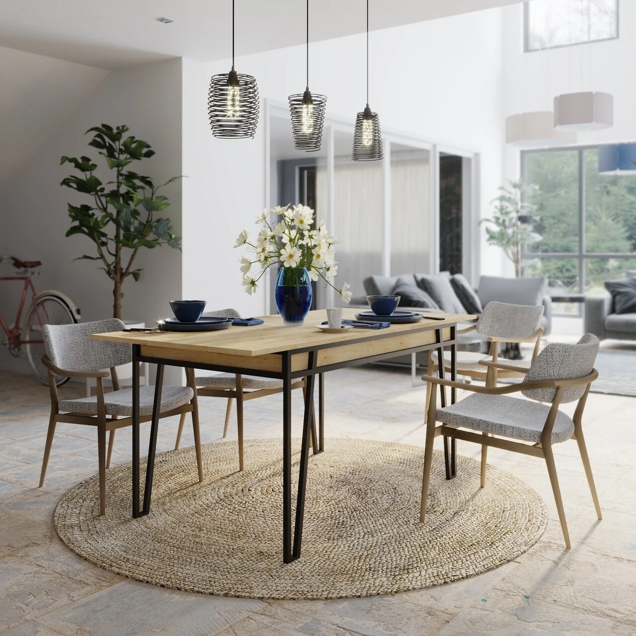 Masa extensibila Pal, Decortie, 132/170x80x76 cm, PAL melaminat, oak Masa extensibila Pal, Decortie, 132/170x80x76 cm, PAL melaminat, oak