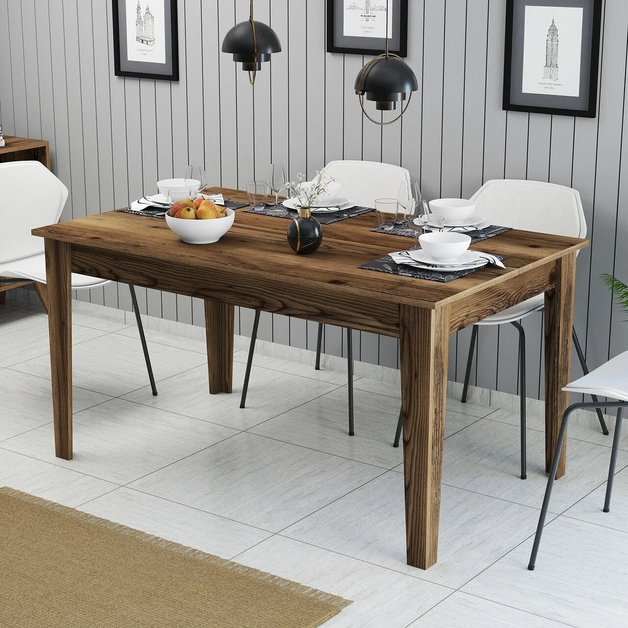 Masa dining, Hommy Craft, Milan 516, 145 x 75 x 88 cm, pal melaminat, nuc Masa dining, Hommy Craft, Milan 516, 145 x 75 x 88 cm, pal melaminat, nuc