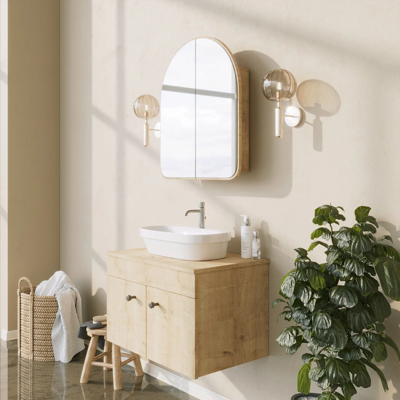 Dulap de baie, Hanah Home, Hope Cabinet, 12x45x50 cm, Bej Dulap de baie, Hanah Home, Hope Cabinet, 12x45x50 cm, Bej