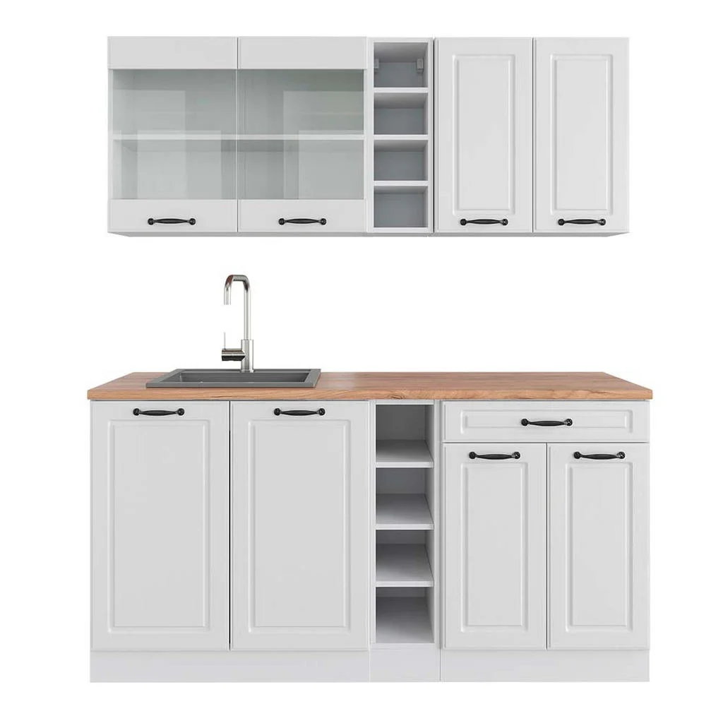 BUCĂTĂRIE SIMPLĂ R-Line Casa albă la țară/Alb 160 cm , AP Stejar BUCĂTĂRIE SIMPLĂ R-Line Casa albă la țară/Alb 160 cm , AP Stejar
