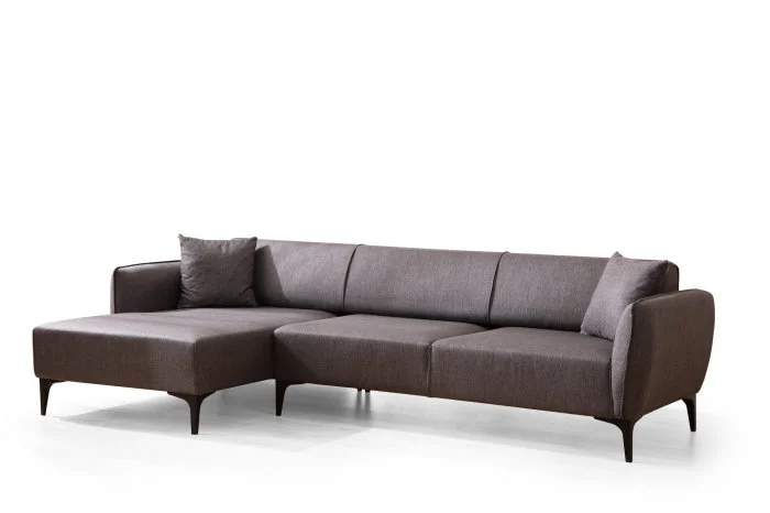 Coltar fix BELISSIMO, colt stanga, gri inchis, 270x140x67 cm