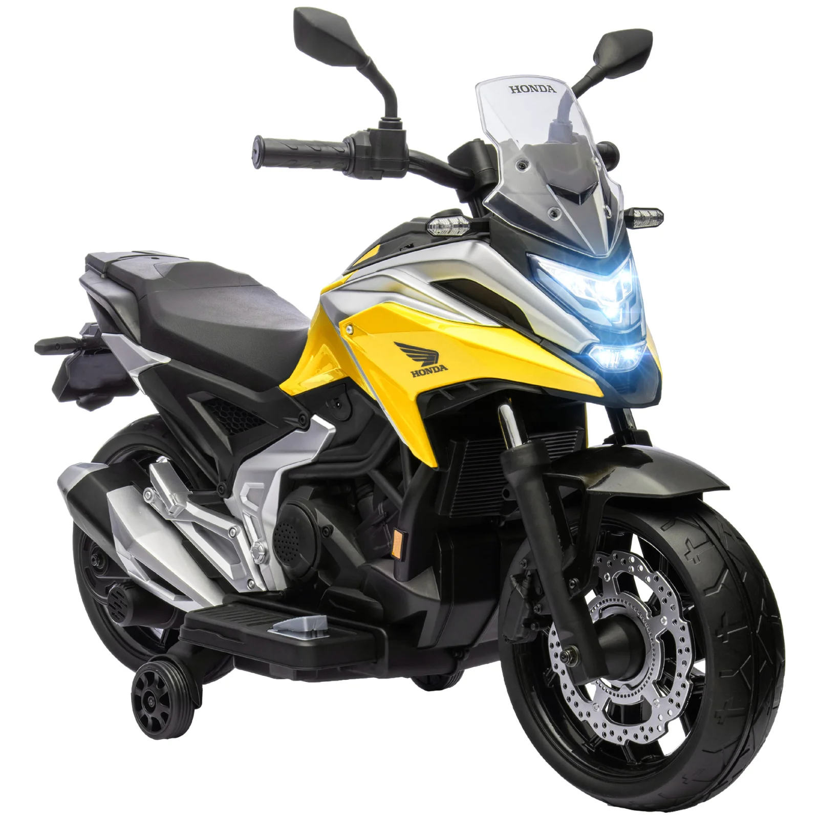 AIYAPLAY Motocicletă Electrică Copii, Licențiată Honda, Faruri Roți Antrenament, Galbenă | Aosom Romania AIYAPLAY Motocicletă Electrică Copii, Licențiată Honda, Faruri Roți Antrenament, Galbenă | Aosom Romania