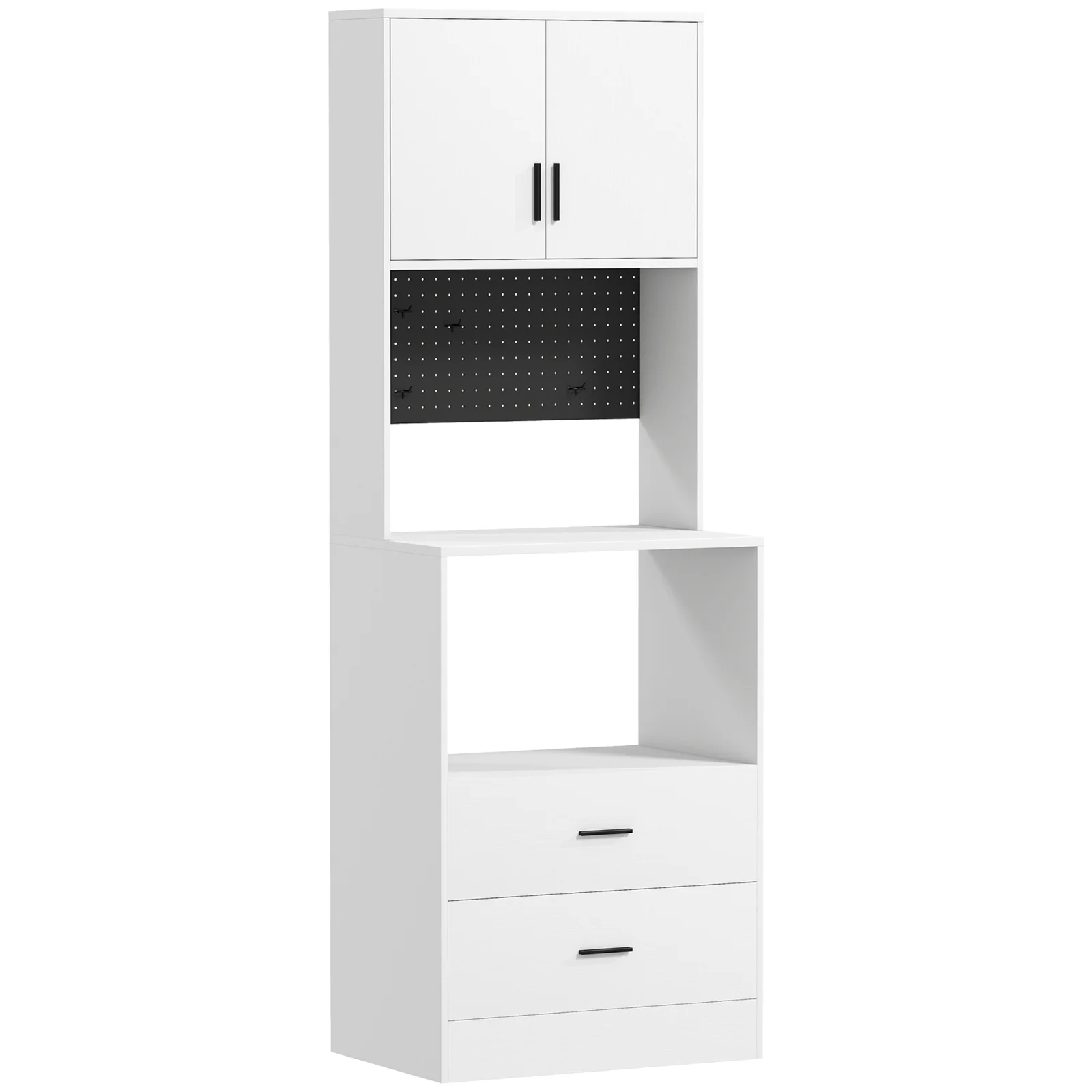 HOMCOM Dulap pentru Microunde cu Dulap, Blat de Lucru, Mobilă de Bucătărie cu 2 Sertare, Panou Metalic, 4 Cârlige, Raft Reglabil pentru Bucătărie, Sală de Masă, Living, Alb | Aosom Romania HOMCOM Dulap pentru Microunde cu Dulap, Blat de Lucru, Mobilă de Bucătărie cu 2 Sertare, Panou Metalic, 4 Cârlige, Raft Reglabil pentru Bucătărie, Sală de Masă, Living, Alb | Aosom Romania