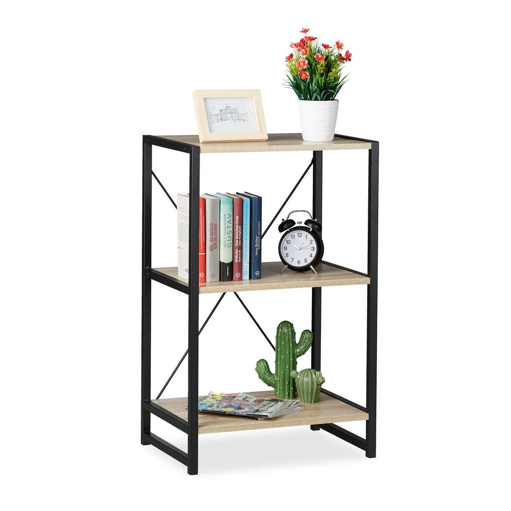 ETAGERĂ Maro Negru 3 niveluri metal decor lemn ETAGERĂ Maro Negru 3 niveluri metal decor lemn