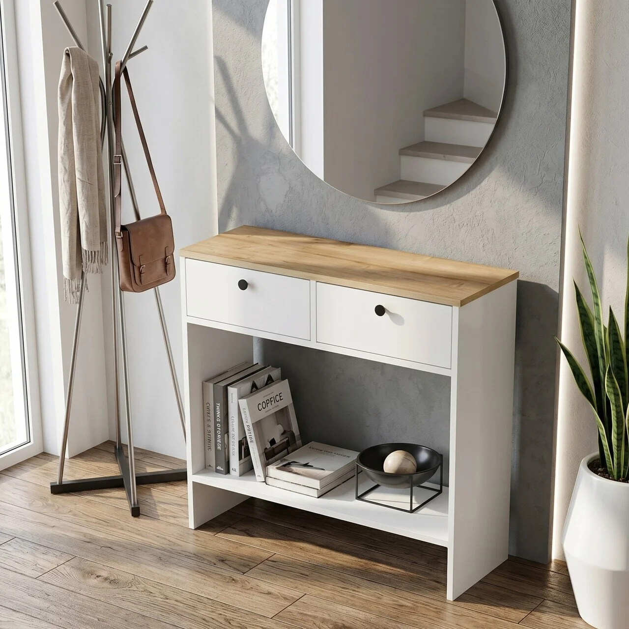 Bufet, Hanah Home, Modera, 90x81.8x29.6 cm, Stejar Safir / Alb Bufet, Hanah Home, Modera, 90x81.8x29.6 cm, Stejar Safir / Alb