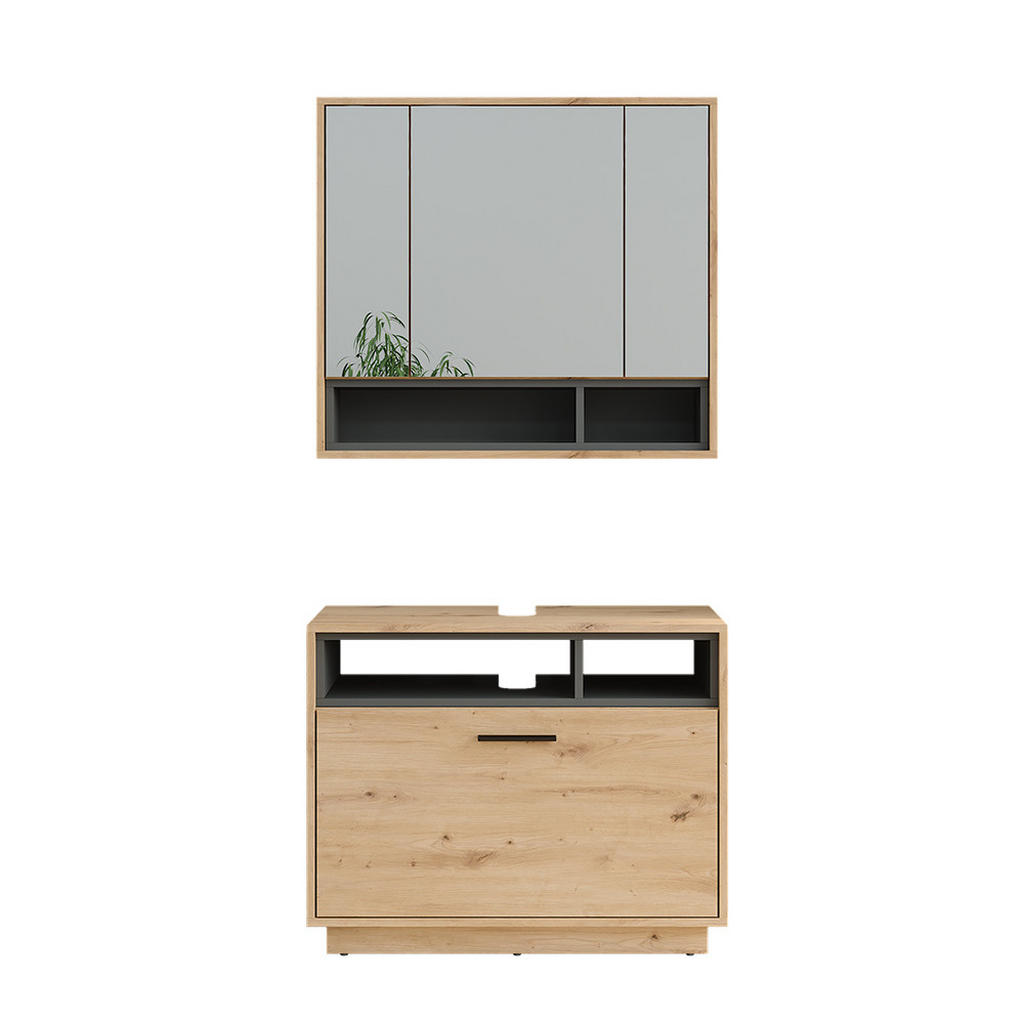 SET MOBILIER BAIE Beatrice, Stejar artizanal/antracit, 2 piese SET MOBILIER BAIE Beatrice, Stejar artizanal/antracit, 2 piese