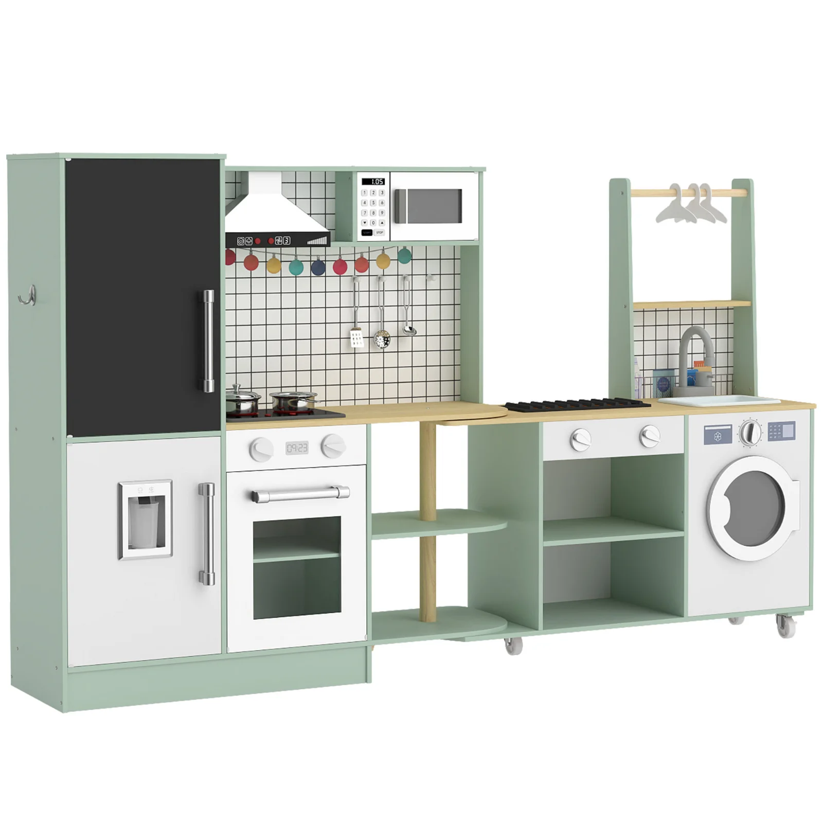 AIYAPLAY Bucătărie pentru Copii 3-8 Ani cu Blat Rotativ, Verde Deschis | Aosom Romania AIYAPLAY Bucătărie pentru Copii 3-8 Ani cu Blat Rotativ, Verde Deschis | Aosom Romania