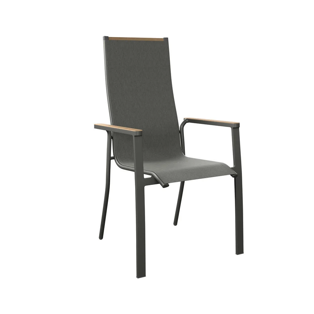 Fotoliu Pentru Grădină in metal, textil gri, culoare natur Fotoliu Pentru Grădină in metal, textil gri, culoare natur