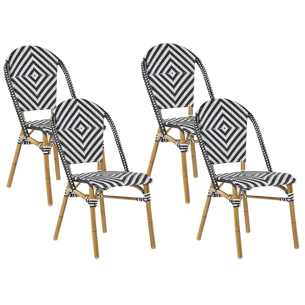 SCAUN set de 4 PE ratan negru/alb Rifreddo SCAUN set de 4 PE ratan negru/alb Rifreddo