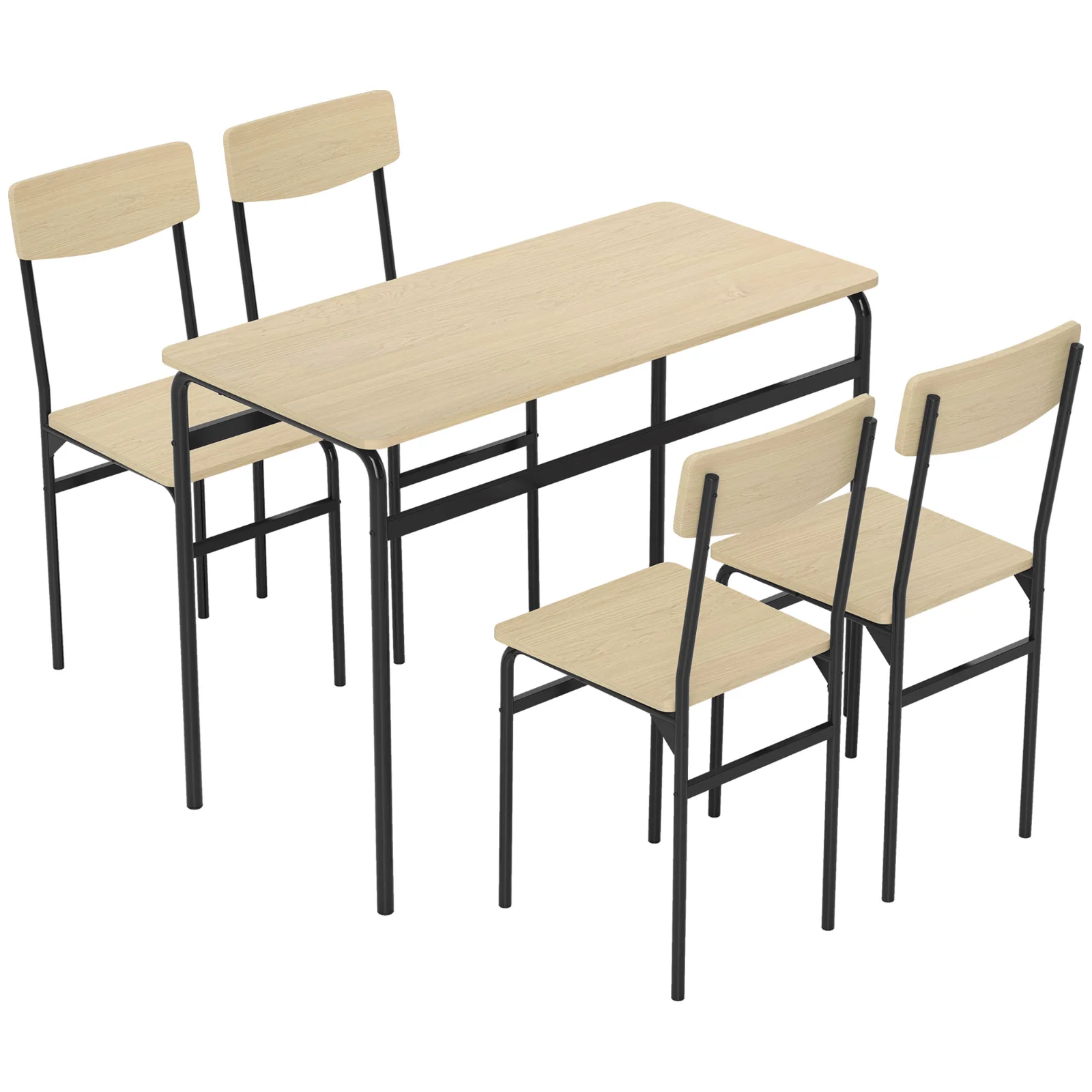 HOMCOM Set de Masă Rectangulară și 4 Scaune, Negru și Culoare Lemn | Aosom Romania HOMCOM Set de Masă Rectangulară și 4 Scaune, Negru și Culoare Lemn | Aosom Romania