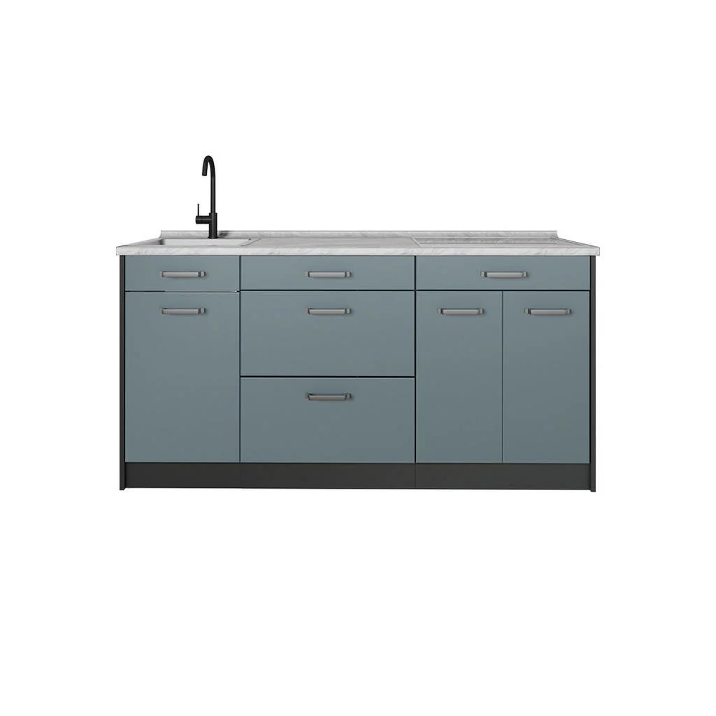 BLOC BUCATARIE R-Line, Albastru-gri/antracit, 160 cm fără blat de lucru BLOC BUCATARIE R-Line, Albastru-gri/antracit, 160 cm fără blat de lucru