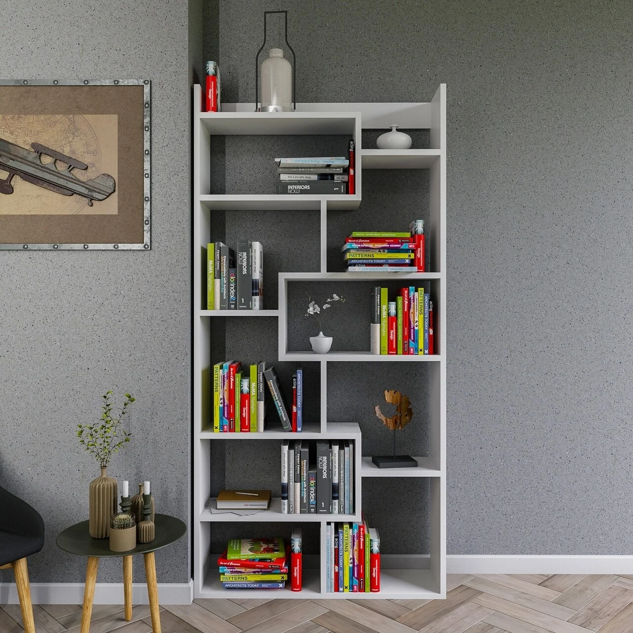 Biblioteca Kuttap, Kalune Design, 90x22x182 cm, alb Biblioteca Kuttap, Kalune Design, 90x22x182 cm, alb