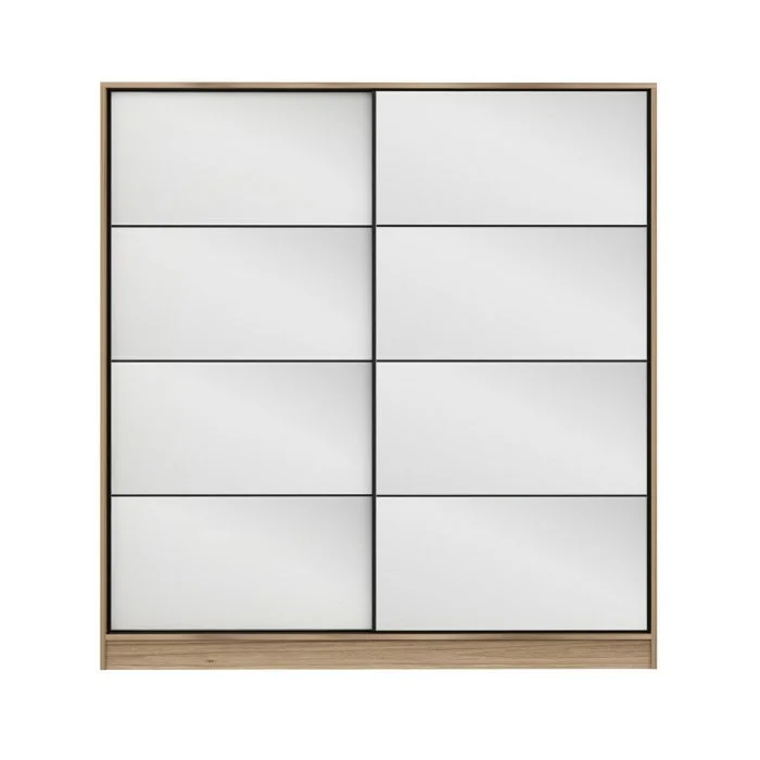 Dulap KALE, usi glisante, oglinda, auriu, 180x52x210 cm