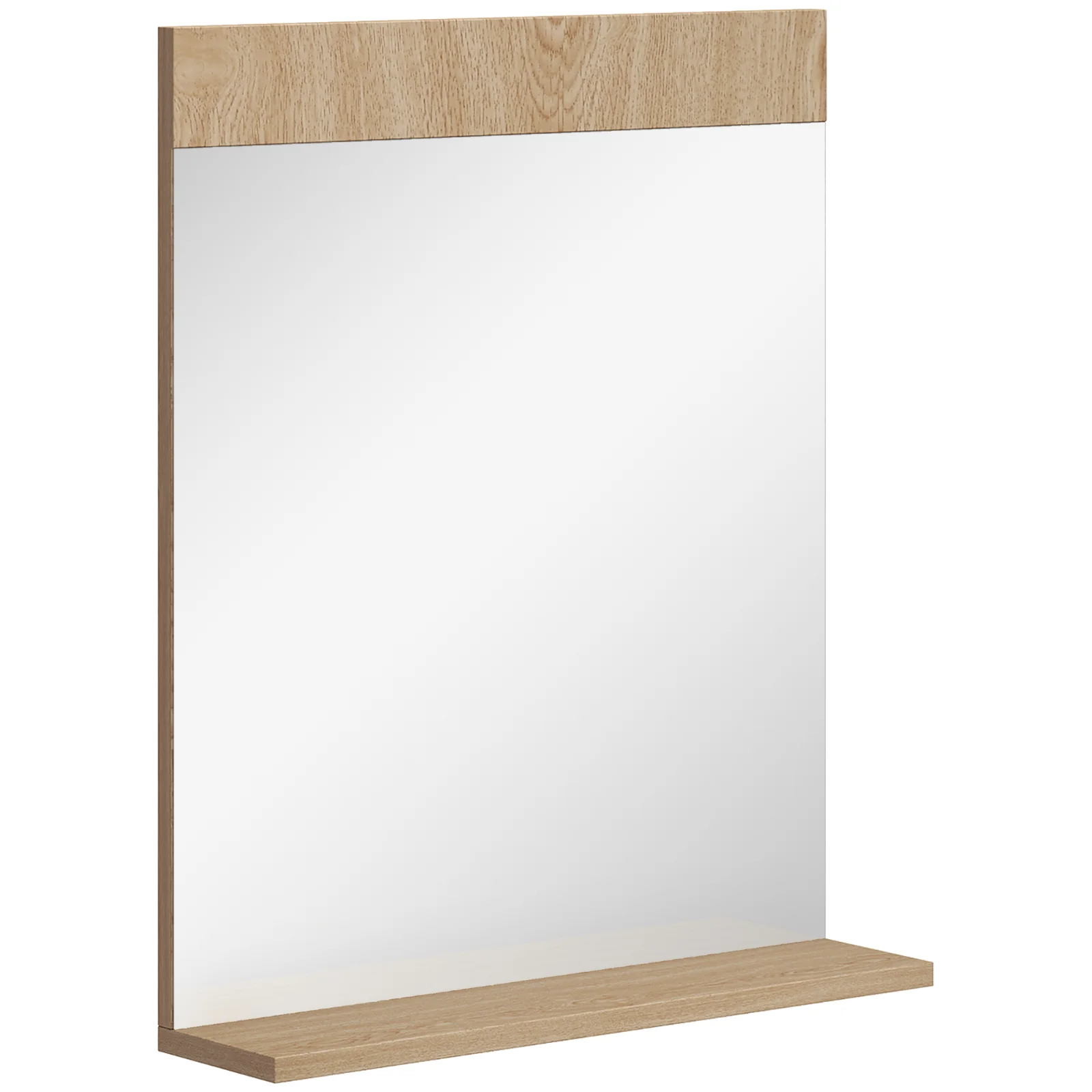 HOMCOM Oglindă de Perete pentru Baie cu Raft Deschis Oglindă pentru Intrare Hol 50x12x60 cm Stejar | Aosom Romania HOMCOM Oglindă de Perete pentru Baie cu Raft Deschis Oglindă pentru Intrare Hol 50x12x60 cm Stejar | Aosom Romania