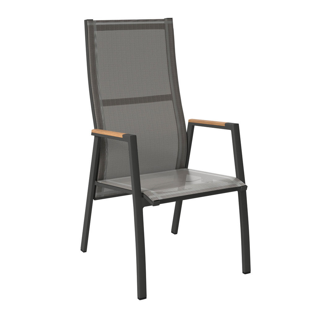 Scaun De Grădină in lemn, metal, textil antracit, gri închis Scaun De Grădină in lemn, metal, textil antracit, gri închis
