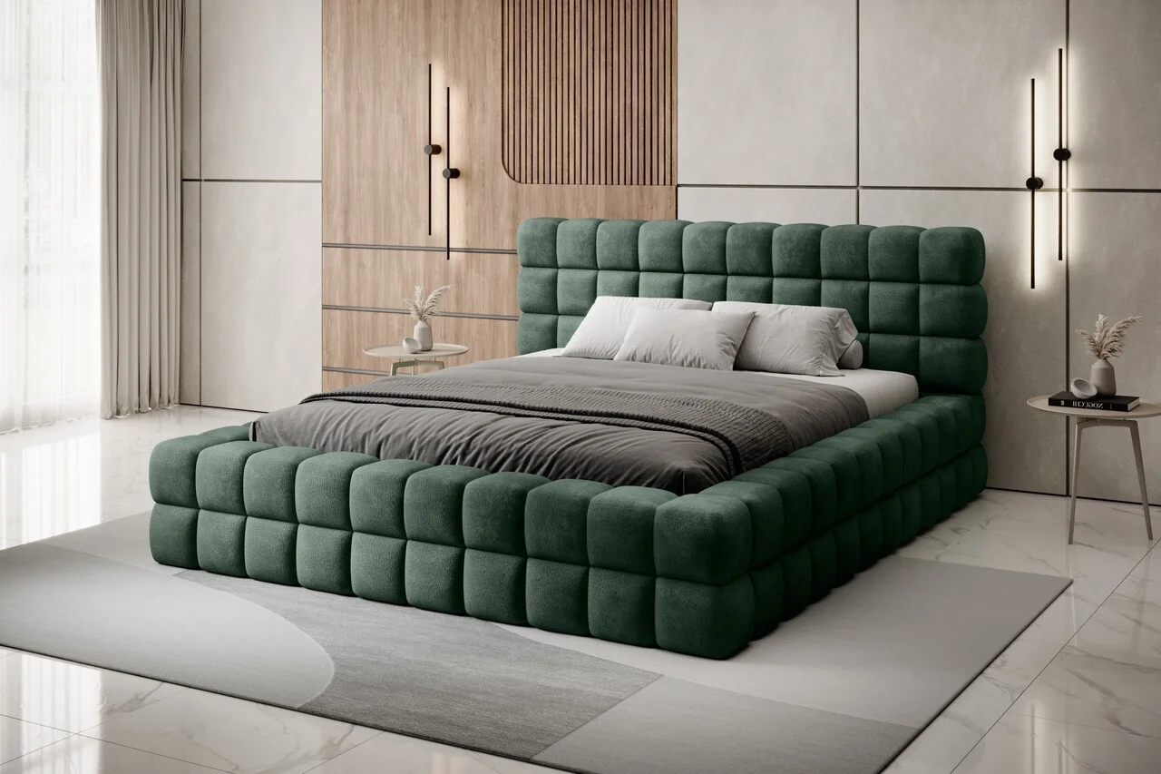 Pat tapitat cu somiera si lada depozitare, 140x200 cm, ELTAP, BE-DIZ-MET-35AMO, Dizzle, metal/poliester, verde Pat tapitat cu somiera si lada depozitare, 140x200 cm, ELTAP, BE-DIZ-MET-35AMO, Dizzle, metal/poliester, verde