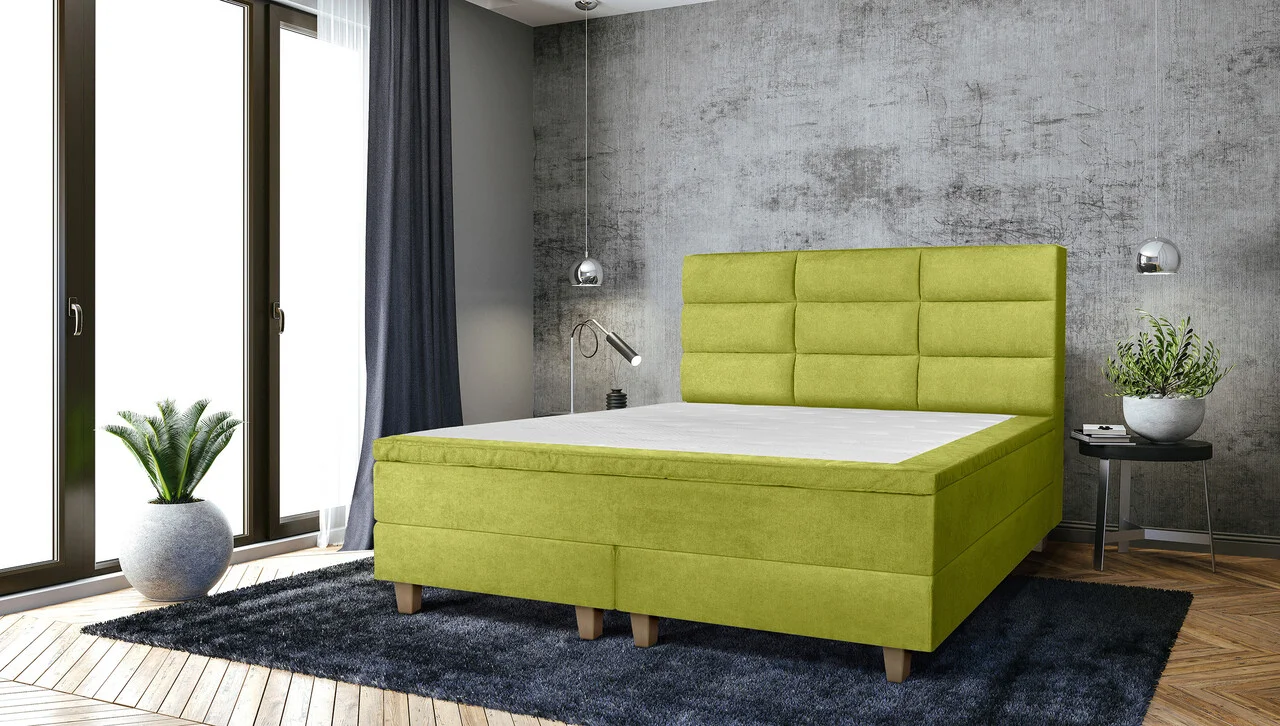 Pat matrimonial, Stockholm, Harmony E, 180x200 cm, saltea tip Pocket, topper memory, Verde Pat matrimonial, Stockholm, Harmony E, 180x200 cm, saltea tip Pocket, topper memory, Verde