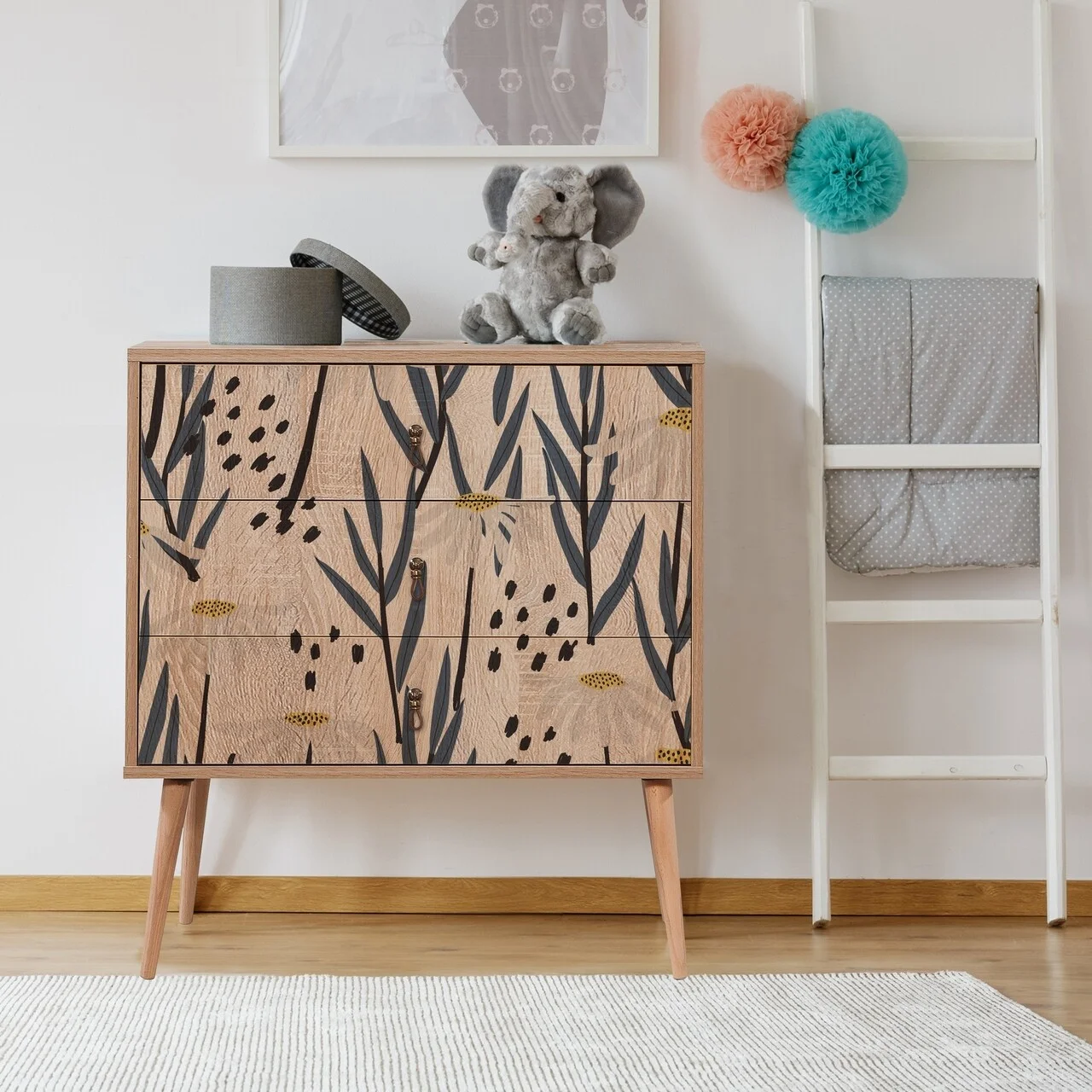 Comoda, Vella, City Daisy, 80 x 89 x 40 cm, pal melaminat, multicolor Comoda, Vella, City Daisy, 80 x 89 x 40 cm, pal melaminat, multicolor