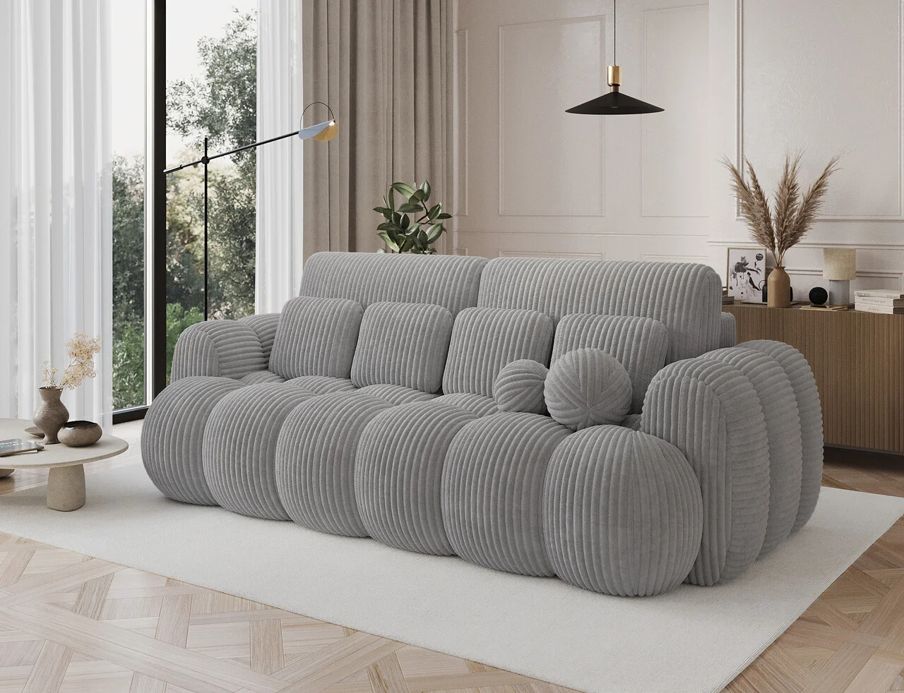 Canapea extensibila 3 locuri ELTAP, Cotonn, 256x119x105 cm, lemn/poliester, gri deschis Canapea extensibila 3 locuri ELTAP, Cotonn, 256x119x105 cm, lemn/poliester, gri deschis