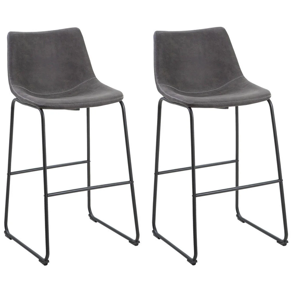 SCAUN DE BAR set de 2 tapițerie gri Franks SCAUN DE BAR set de 2 tapițerie gri Franks