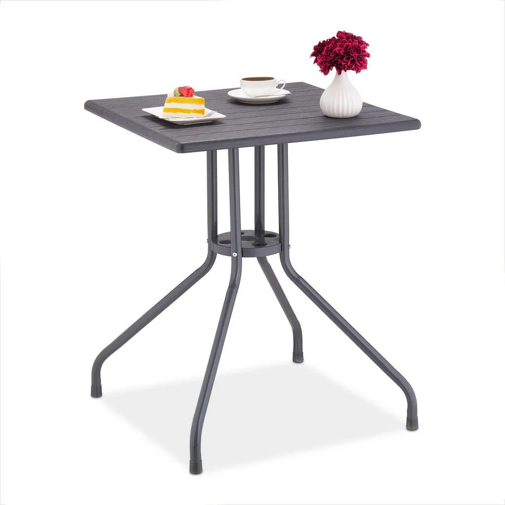 MASĂ Gri pentru grădină aspect lemn 61x61 cm MASĂ Gri pentru grădină aspect lemn 61x61 cm