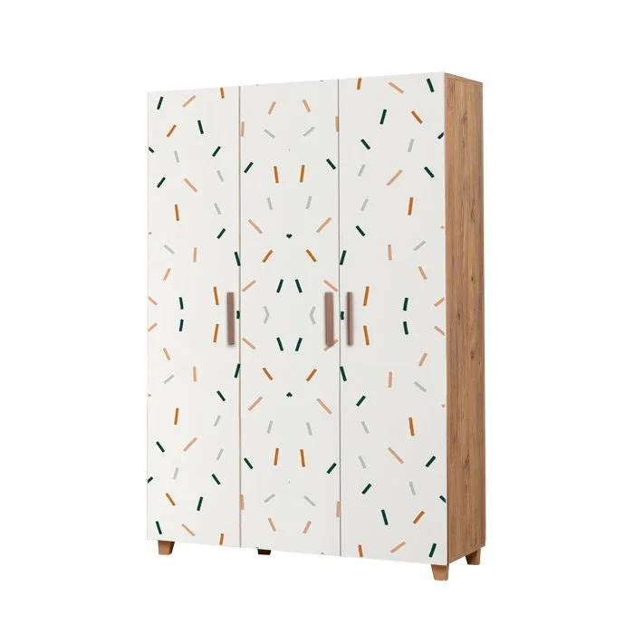 Dulap LEVA HEDERA LINE, 3 usi, pin atlantic + alb, 120x48x189 cm