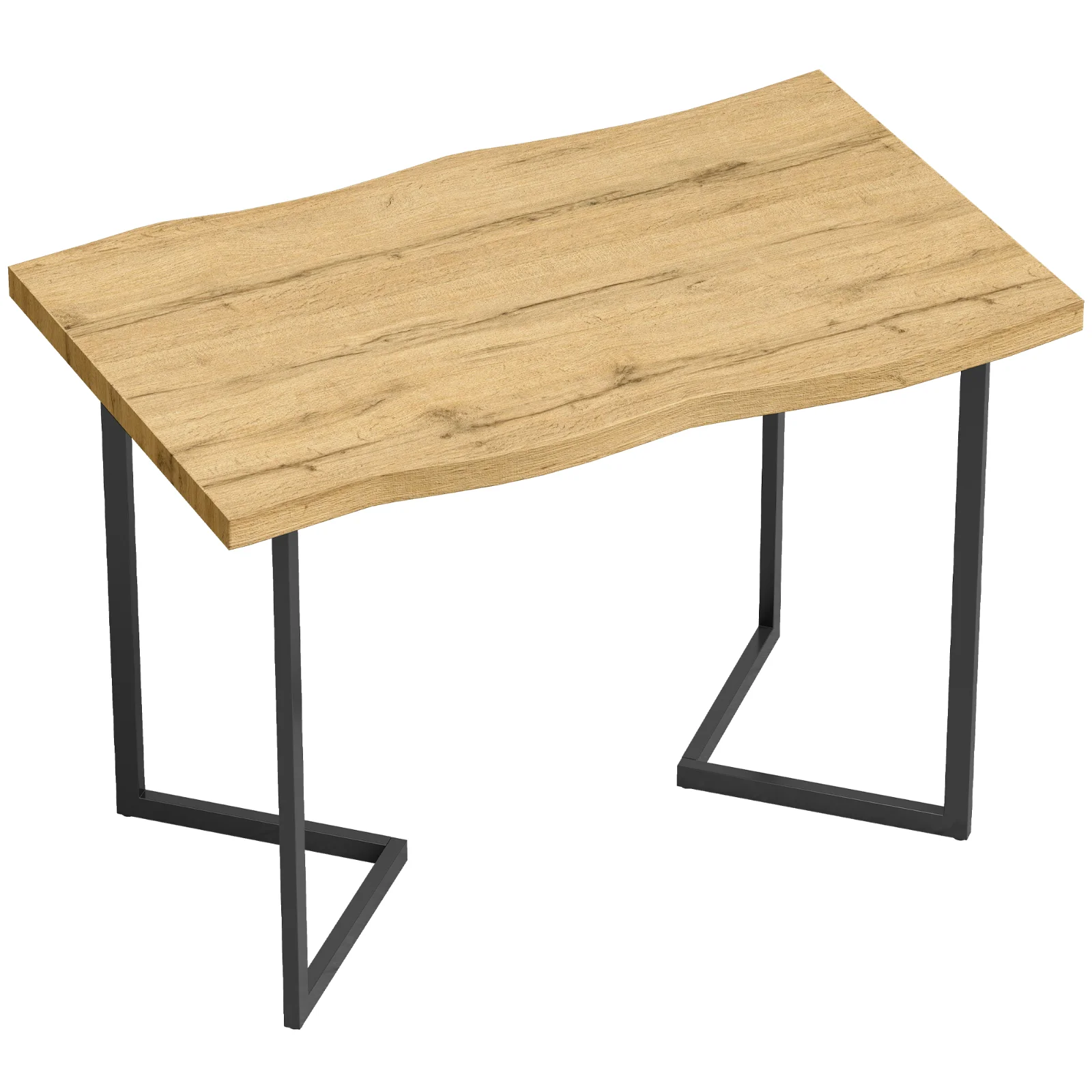 HOMCOM Masă de Dining pentru 2 Persoane cu Blat Gros Picioare Metalice Stil Modern 110x67x75,5 cm Stejar | Aosom Romania HOMCOM Masă de Dining pentru 2 Persoane cu Blat Gros Picioare Metalice Stil Modern 110x67x75,5 cm Stejar | Aosom Romania